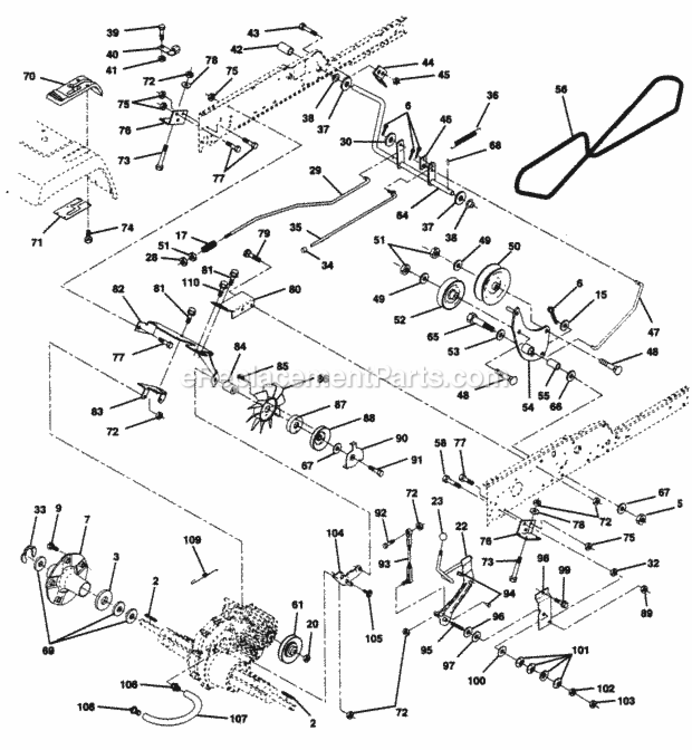 Page E Diagram and Parts List for PP22H50K  Poulan Lawn Tractor