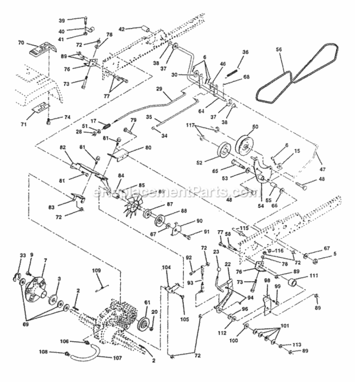 Page E Diagram and Parts List for PP22H50  Poulan Lawn Tractor