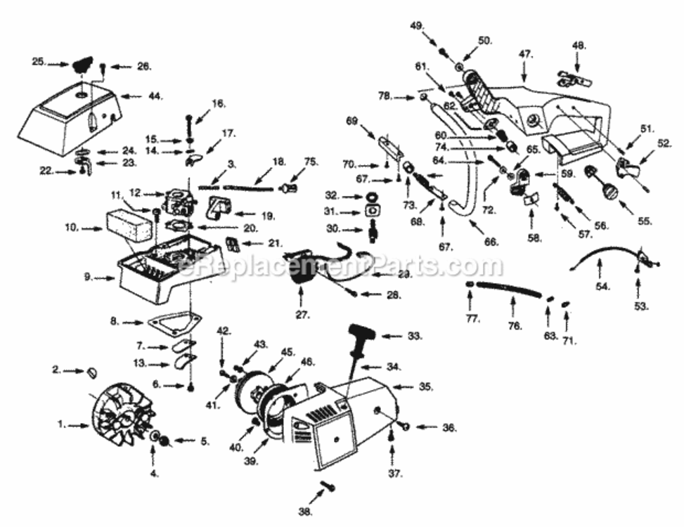 Page D Diagram and Parts List for PP236C  Poulan Chainsaw