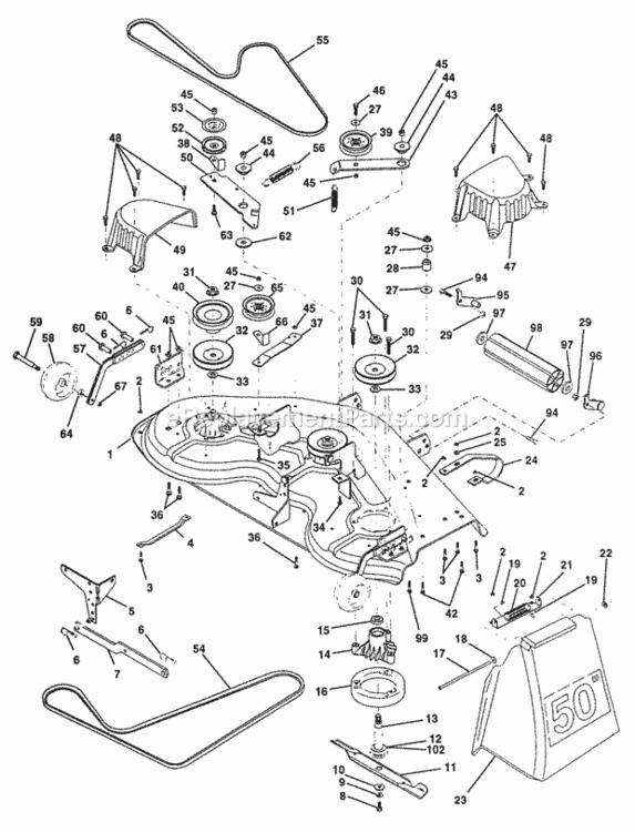 Page G Diagram and Parts List for PP24H50A  Poulan Lawn Tractor