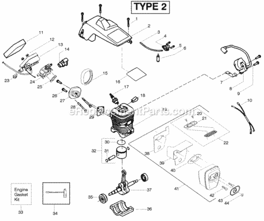 Page C Diagram and Parts List for PP260LE Type 2 Poulan Chainsaw