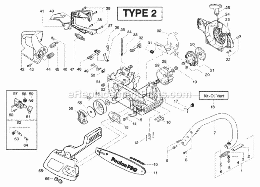 Page E Diagram and Parts List for PP260LE Type 2 Poulan Chainsaw