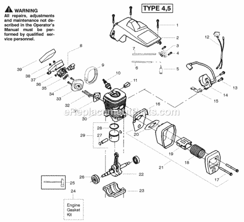 Page A Diagram and Parts List for PP260 Type 5 Poulan Chainsaw