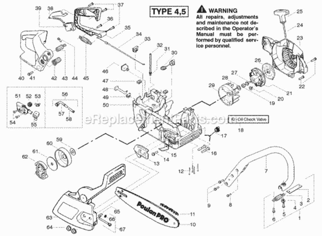 Page D Diagram and Parts List for PP260 Type 5 Poulan Chainsaw