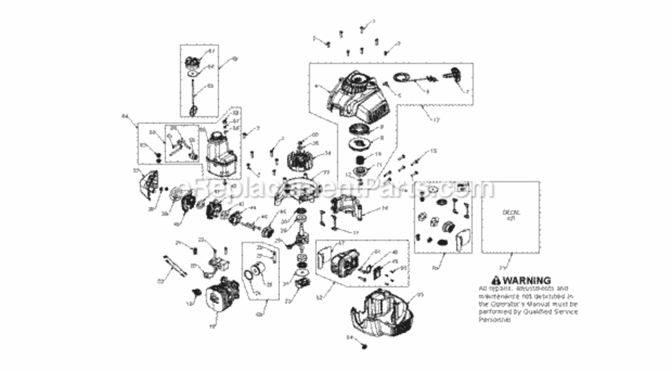 Engine Diagram and Parts List for PP2822 966513101 2011-03 Poulan Trimmer