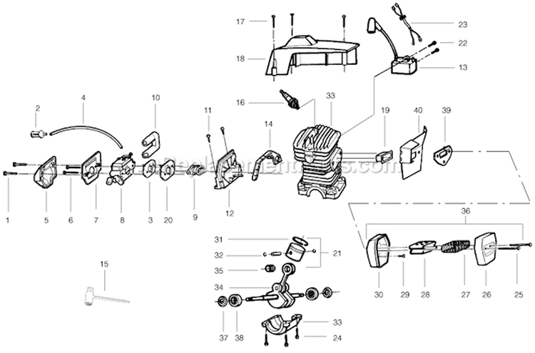 Page A Diagram and Parts List for PP295 2005 Poulan Chainsaw
