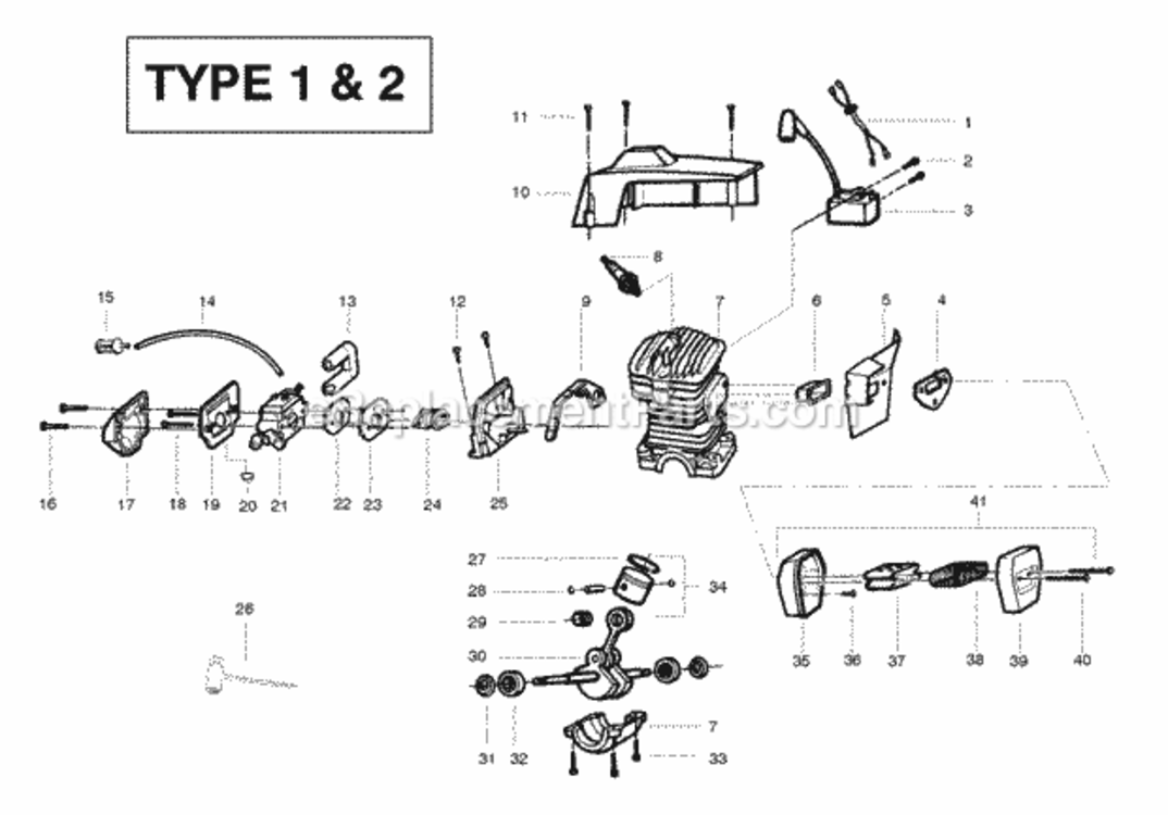 Page C Diagram and Parts List for PP295 Type 2 Poulan Chainsaw