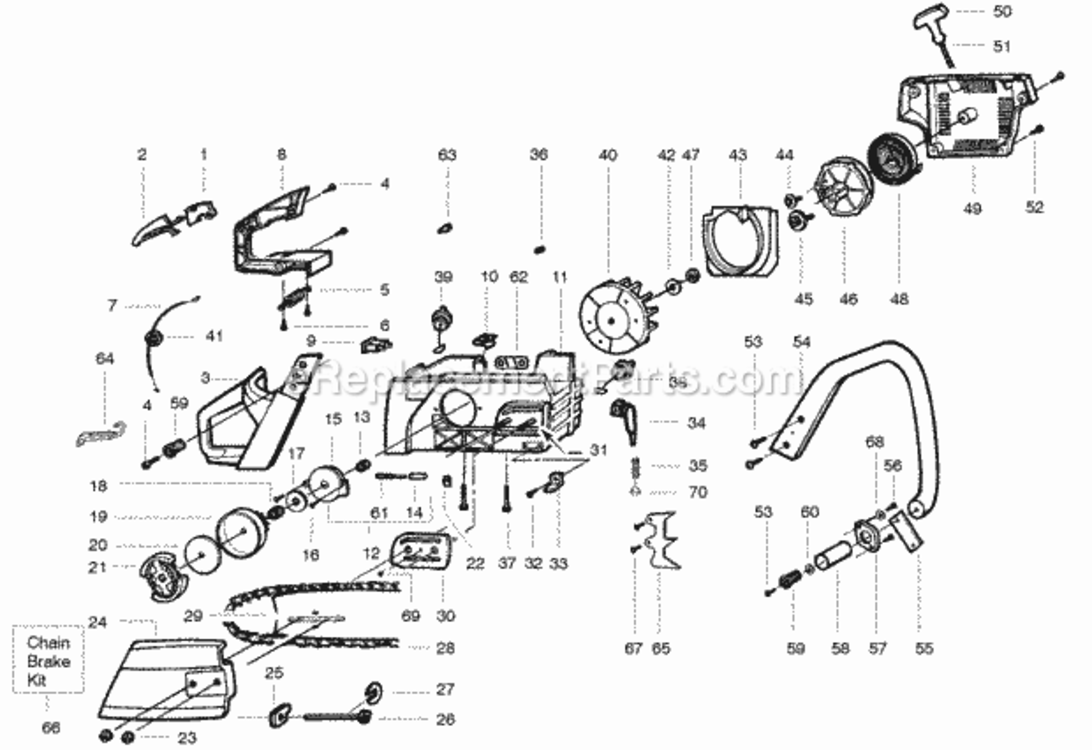 Page C Diagram and Parts List for PP310  Poulan Chainsaw