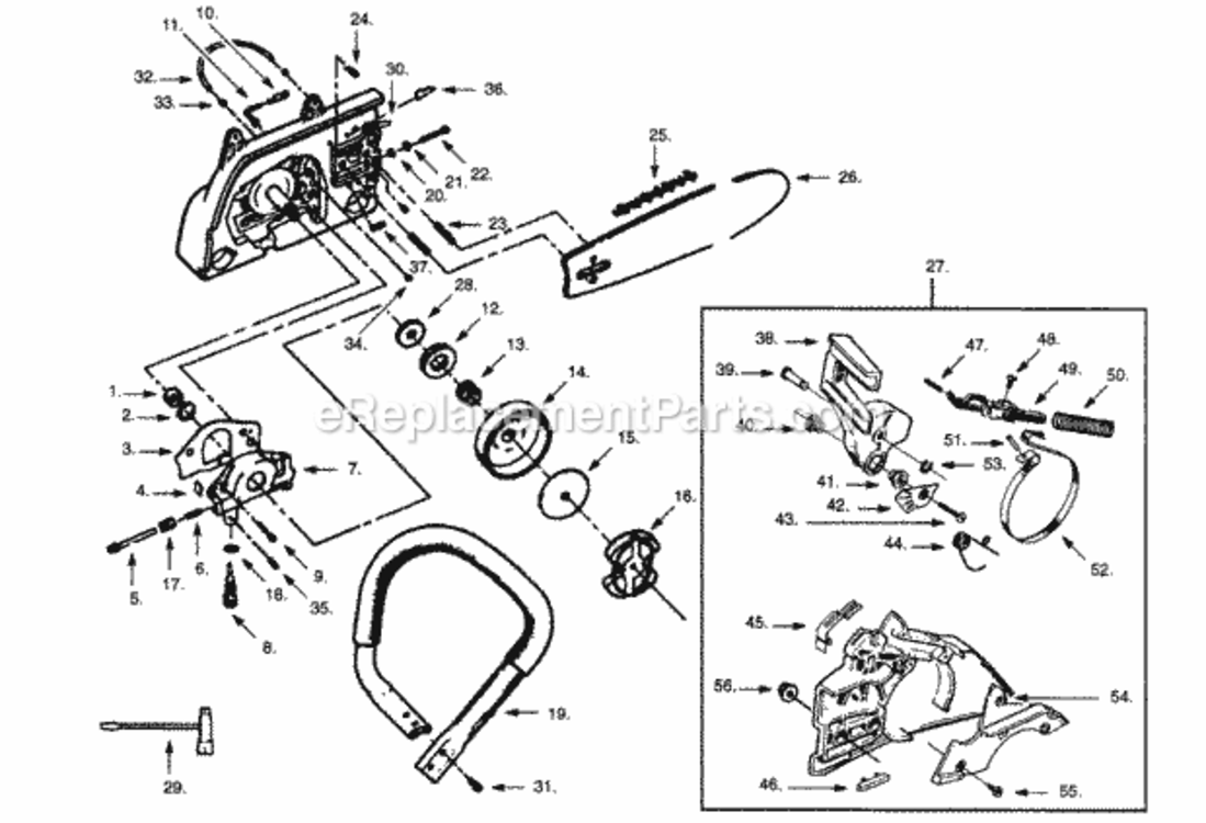 Page C Diagram and Parts List for PP336C  Poulan Chainsaw