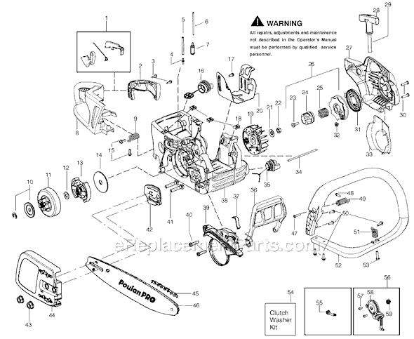 Page A Diagram and Parts List for PP3816AV Type 2 Poulan Chainsaw
