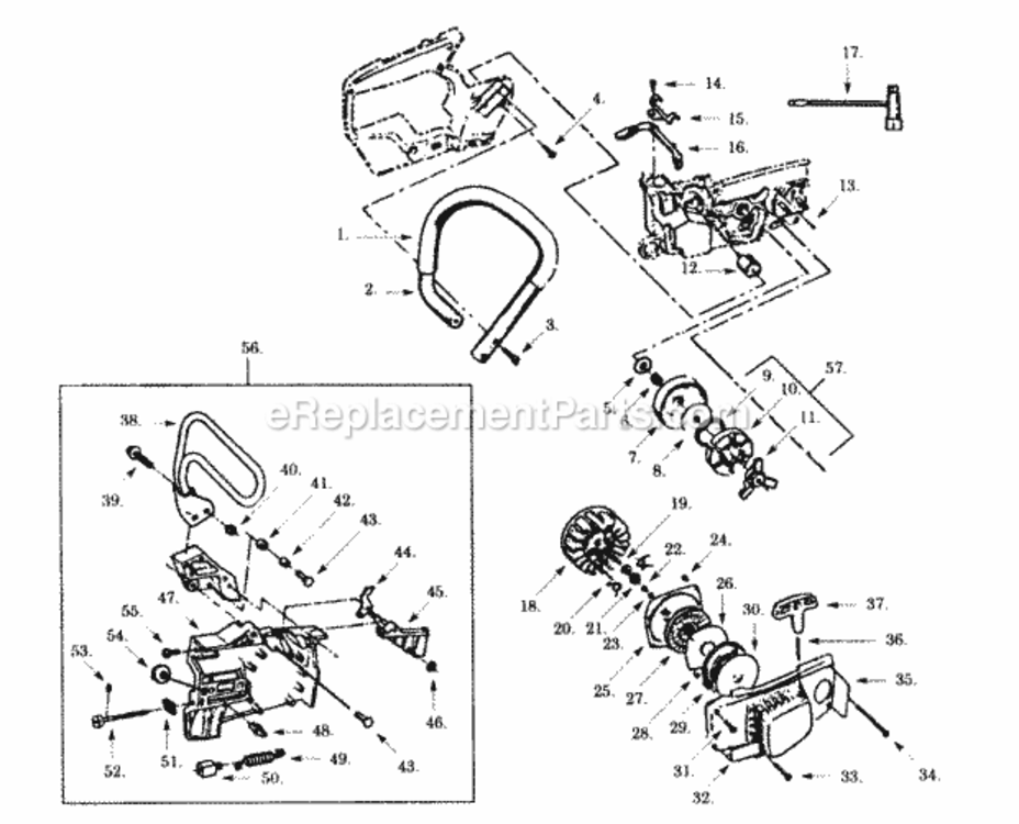 Page C Diagram and Parts List for PP395  Poulan Chainsaw