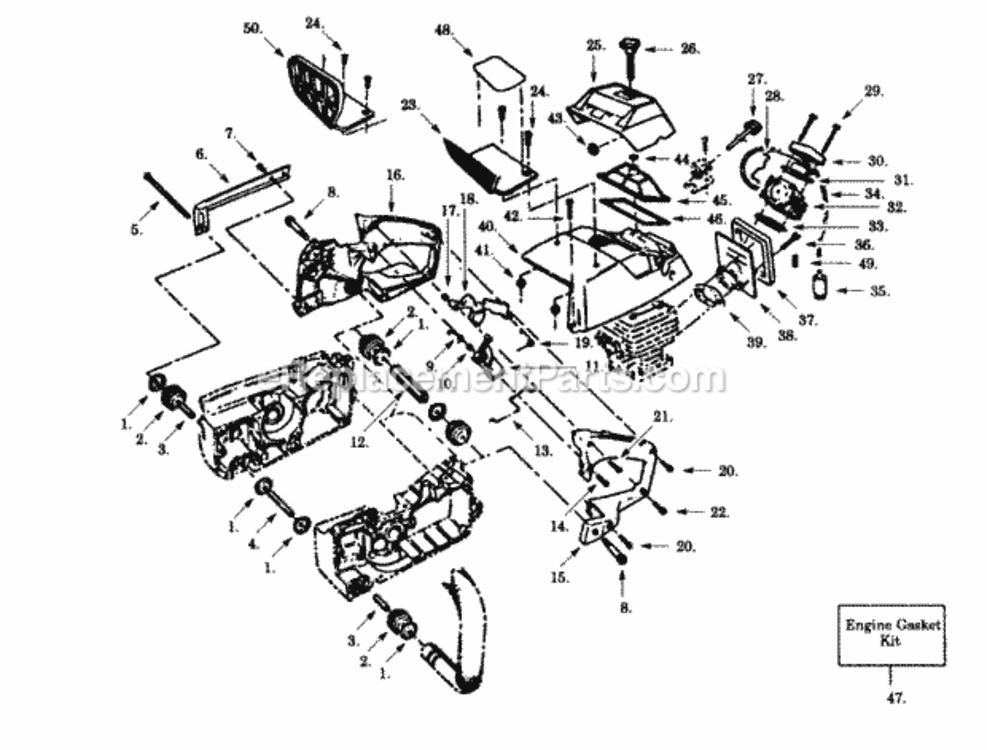 Page D Diagram and Parts List for PP395  Poulan Chainsaw