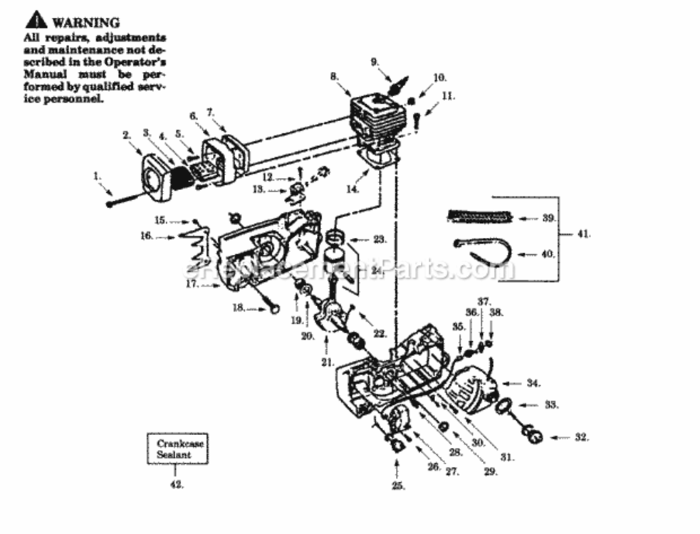 Page E Diagram and Parts List for PP395  Poulan Chainsaw