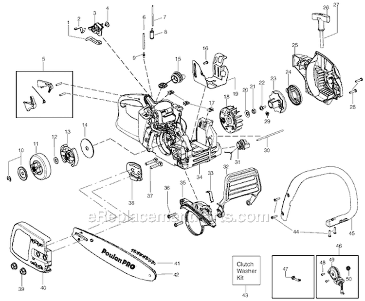 Page A Diagram and Parts List for PP4018 Type 2 Poulan Chainsaw