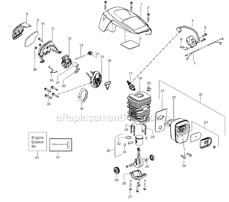 Page B Diagram and Parts List for PP4018 Type 2 Poulan Chainsaw