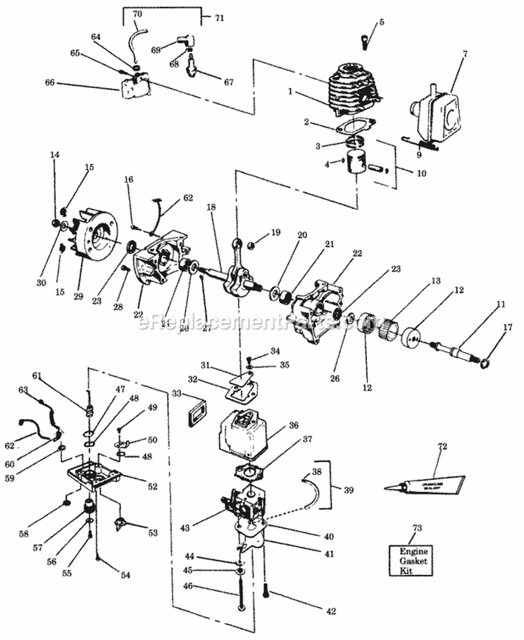 Power Unit Diagram and Parts List for PP420  Poulan Leaf Blower / Vacuum