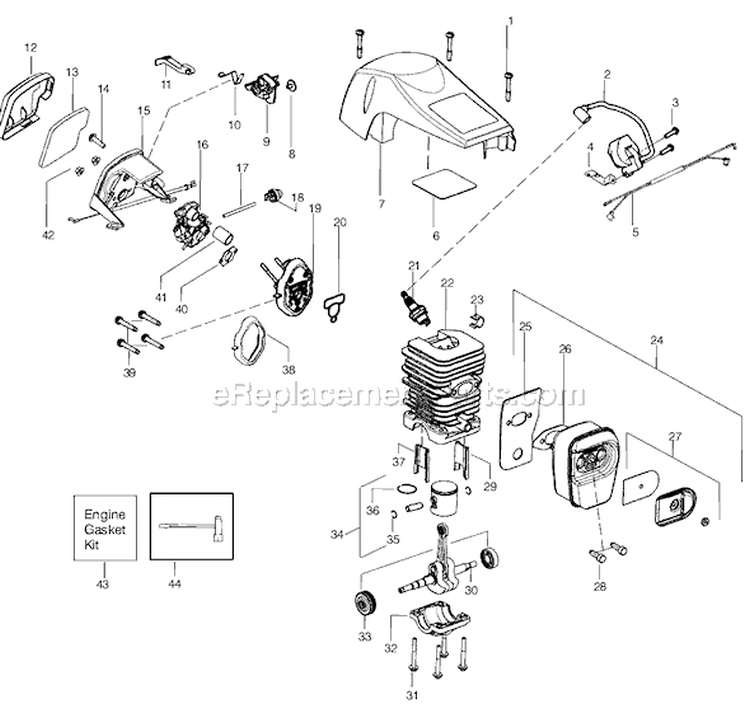 Page B Diagram and Parts List for PP4218AVHD Type 2 Poulan Chainsaw