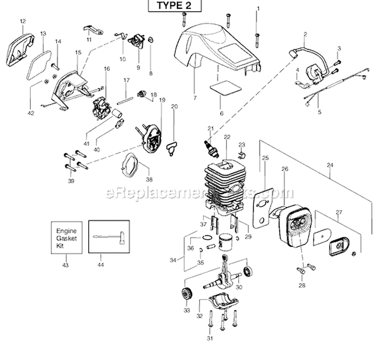 Page B Diagram and Parts List for PP4218AVL Type 2 Poulan Chainsaw
