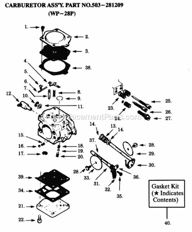 Page A Diagram and Parts List for PP425  Poulan Chainsaw
