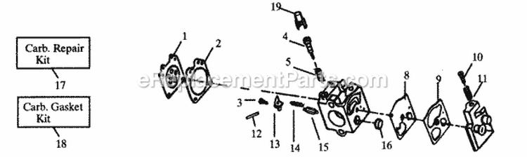Carburetors - Wt-141 For Type 1 Wt-141A For Type 22 Diagram and Parts List for PP432  Poulan Leaf Blower / Vacuum