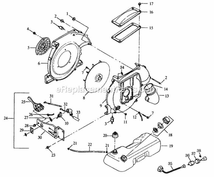 FuelSystem Diagram and Parts List for PP440  Poulan Leaf Blower / Vacuum