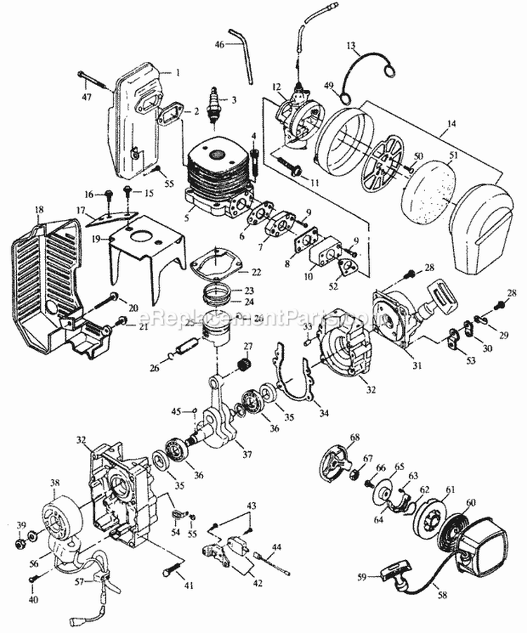 PowerUnit Diagram and Parts List for PP440  Poulan Leaf Blower / Vacuum