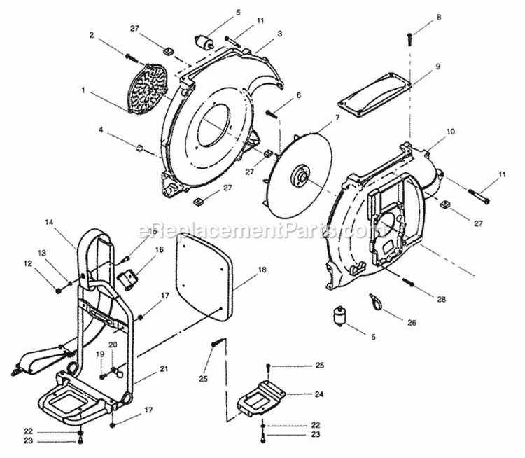 FanFrameShoulderStrapAssemblies Diagram and Parts List for PP442  Poulan Leaf Blower / Vacuum