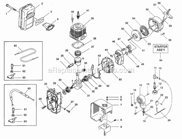 InteriorPowerUnit Diagram and Parts List for PP442  Poulan Leaf Blower / Vacuum