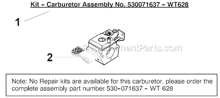 Carburetor Assembly (Wt628) 530071637 Diagram and Parts List for PP445  Poulan Pole Saw