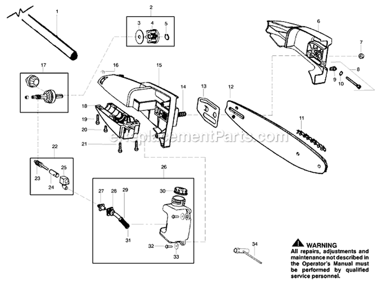 Oil Tank Diagram and Parts List for PP445  Poulan Pole Saw