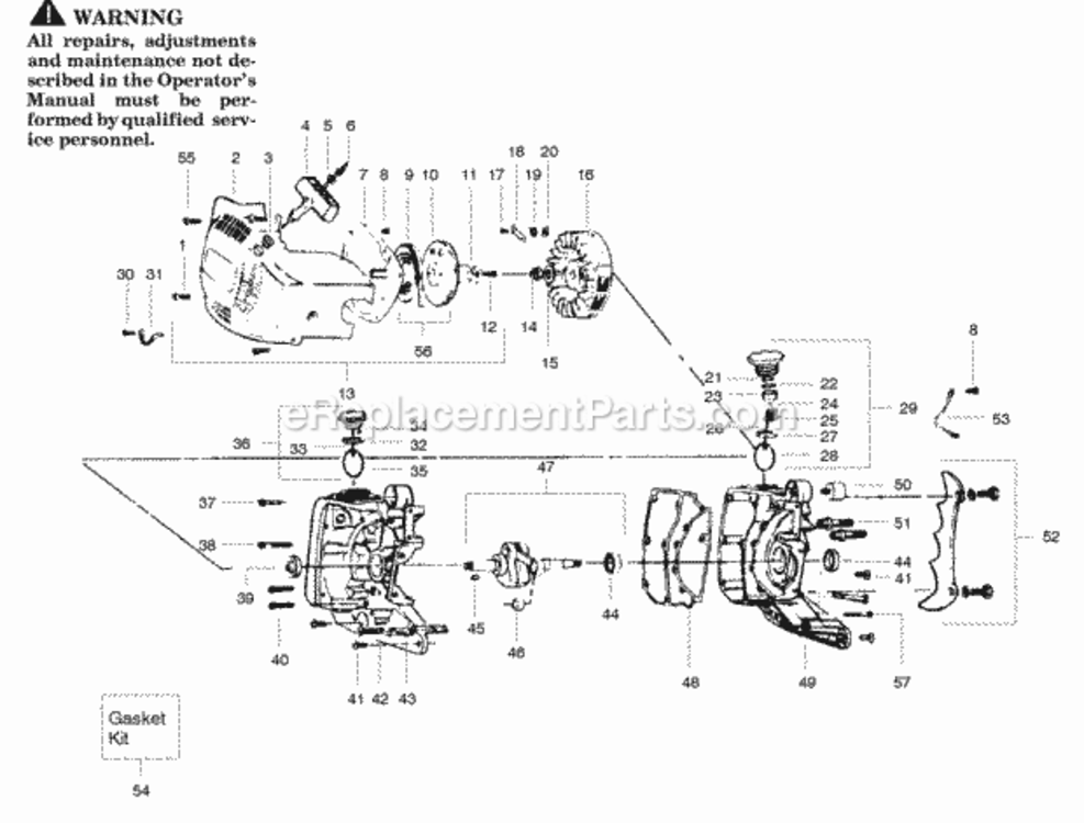 Page C Diagram and Parts List for PP455  Poulan Chainsaw