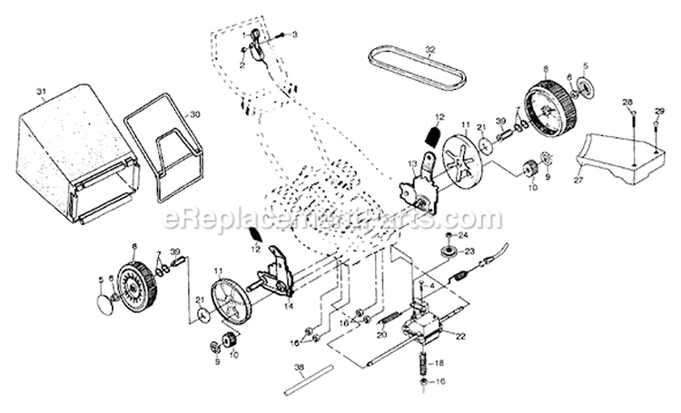 Page B Diagram and Parts List for PP500HK  Poulan Lawn Mower