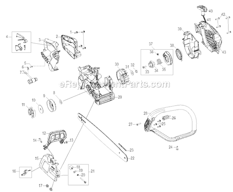 Side Cover Clutch Diagram and Parts List for PP5020AV  Poulan Chainsaw