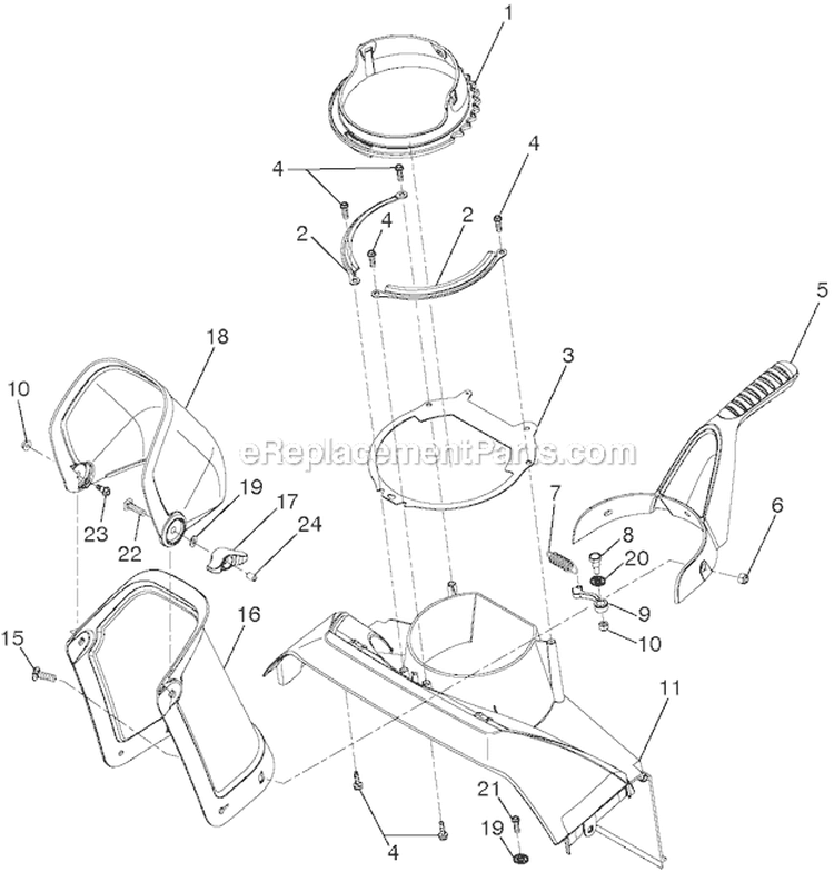 Chute Diagram and Parts List for PP521ES 96188000600 - 2011-06 Poulan Snow Blower
