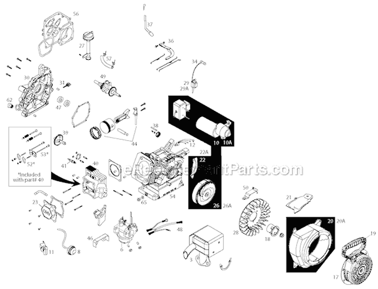 Engine Diagram and Parts List for PP521ES 96188000600 - 2011-06 Poulan Snow Blower