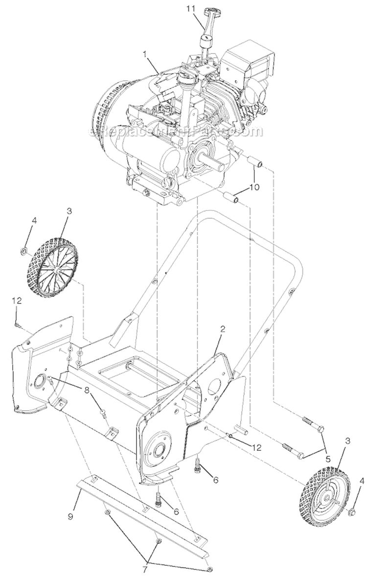Frame Diagram and Parts List for PP521ES 96188000600 - 2011-06 Poulan Snow Blower