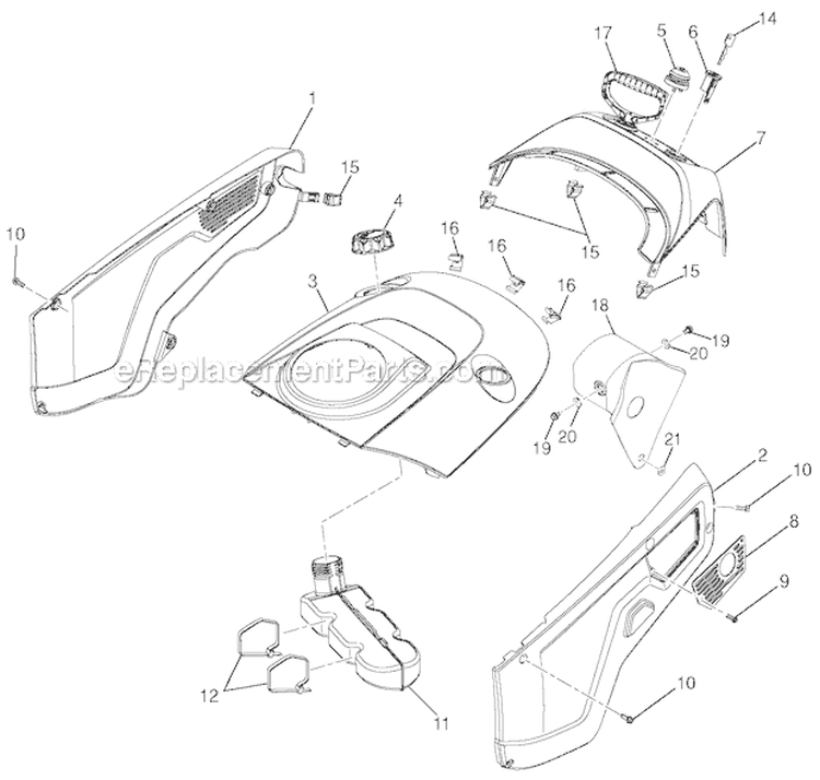 Shroud Diagram and Parts List for PP521ES 96188000600 - 2011-06 Poulan Snow Blower