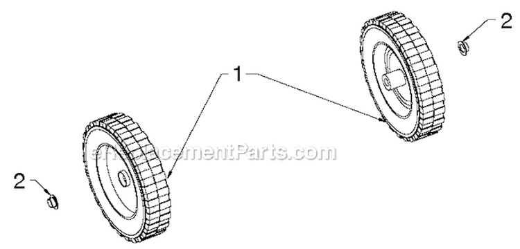 Wheels Tire Diagram and Parts List for PP521ES 96188000601 - 2012-07 Poulan Snow Blower
