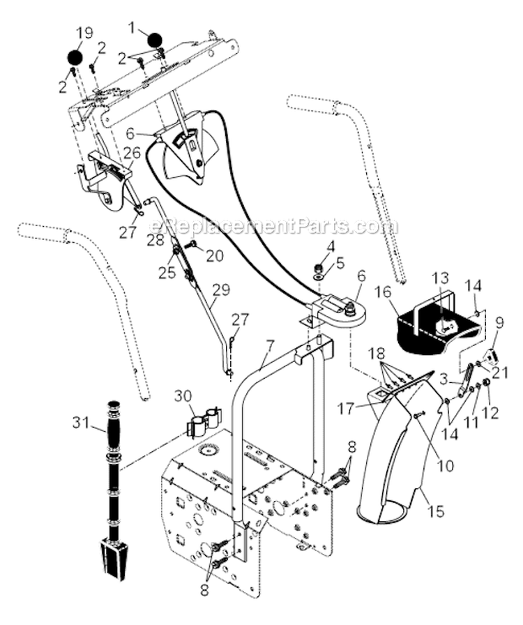 Control Panel  Discharge Chute Diagram and Parts List for PP5524ES  Poulan Snow Blower