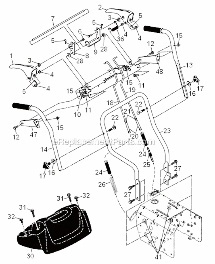 Handles Diagram and Parts List for PP5524ES  Poulan Snow Blower