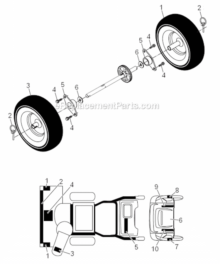 Wheels  Decals Diagram and Parts List for PP5524ES  Poulan Snow Blower