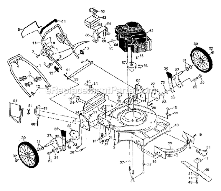 Page A Diagram and Parts List for PP722L  Poulan Lawn Mower