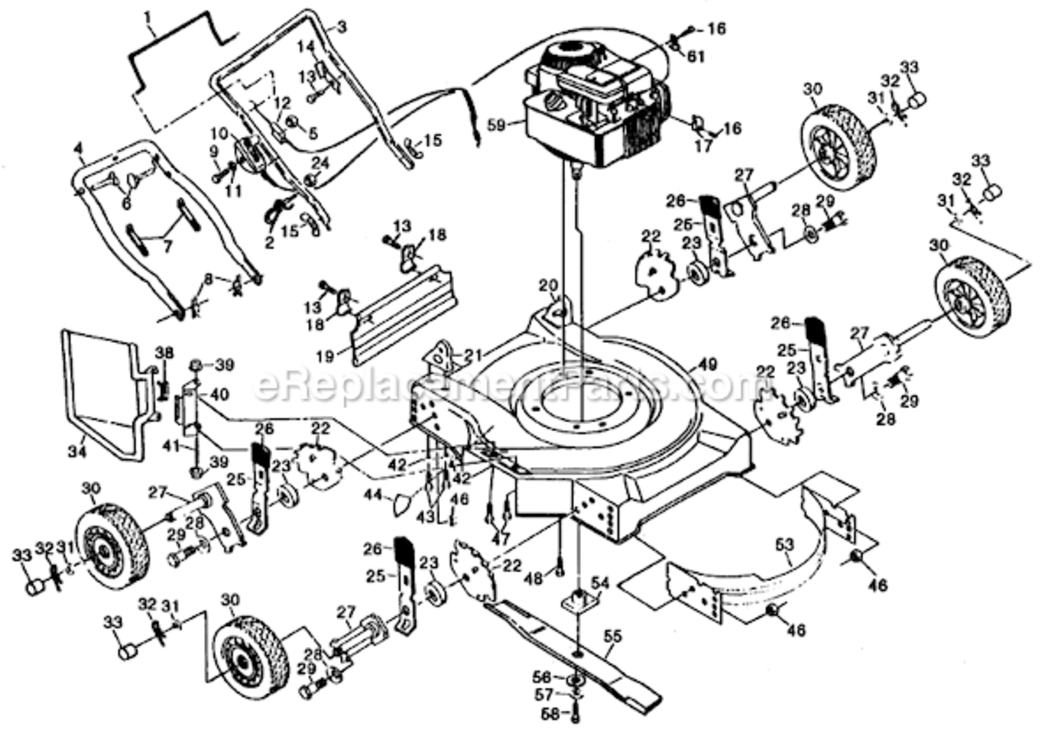 Page A Diagram and Parts List for PP722SJA  Poulan Lawn Mower