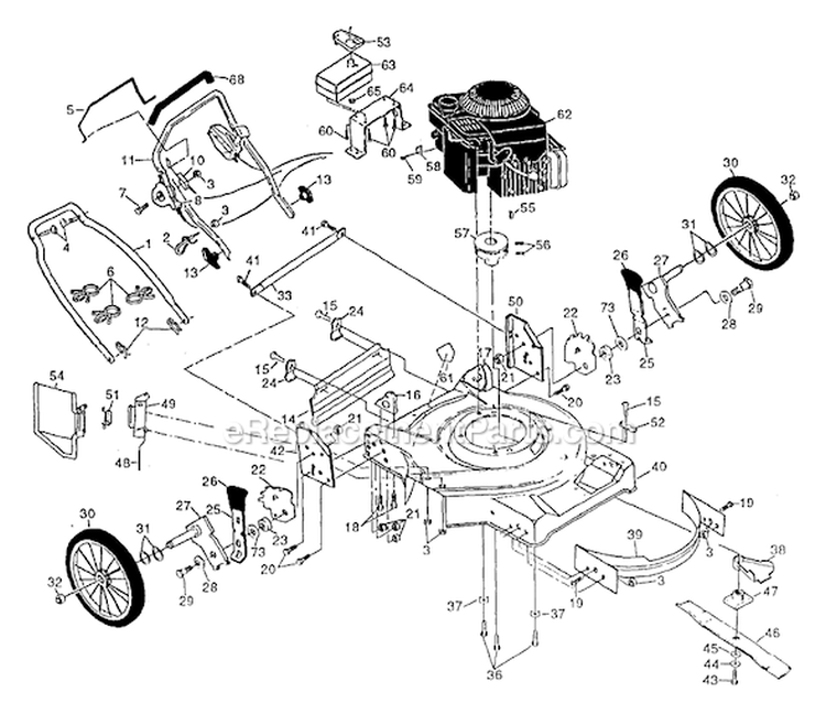 Page A Diagram and Parts List for PP722SLA  Poulan Lawn Mower