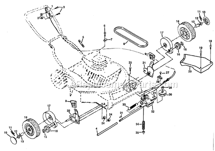 Page A Diagram and Parts List for PP750PS  Poulan Lawn Mower