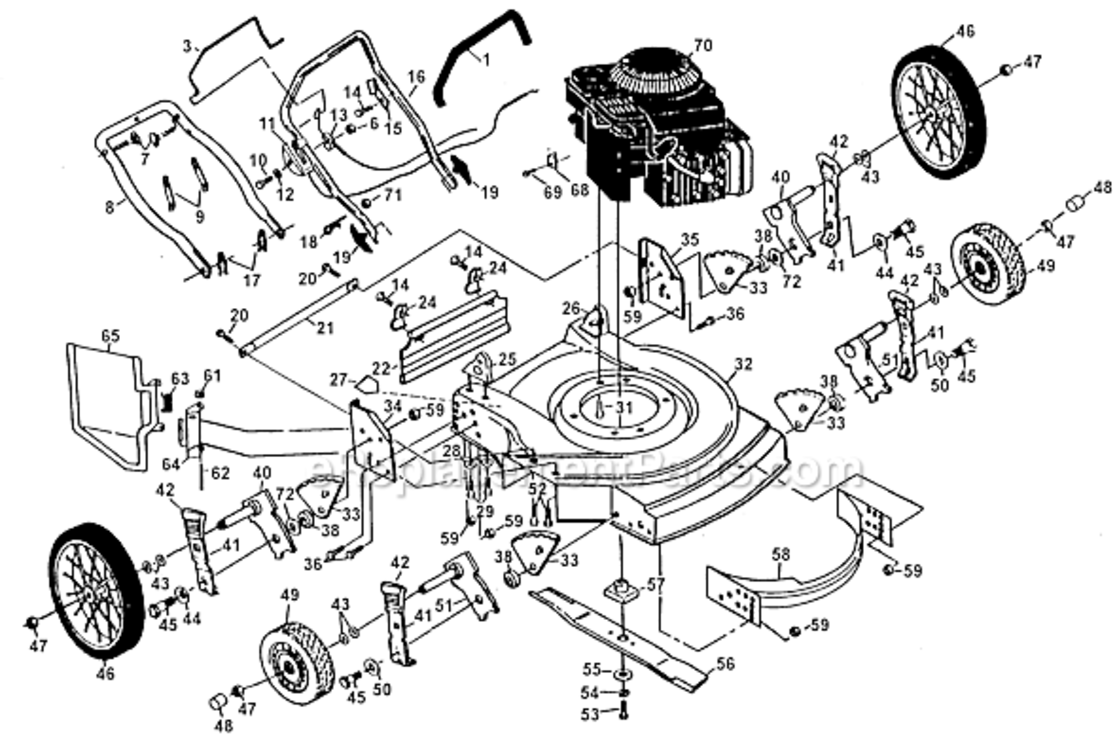 Page A Diagram and Parts List for PP751HIJ  Poulan Lawn Mower