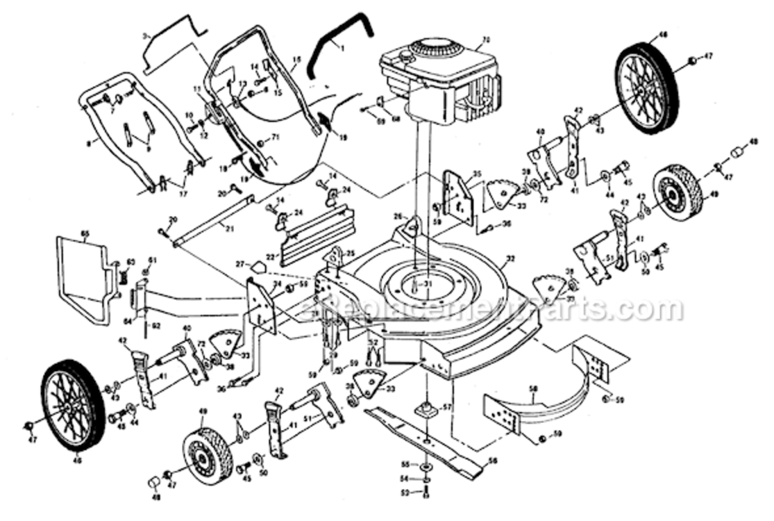 Page A Diagram and Parts List for PP751HK  Poulan Lawn Mower
