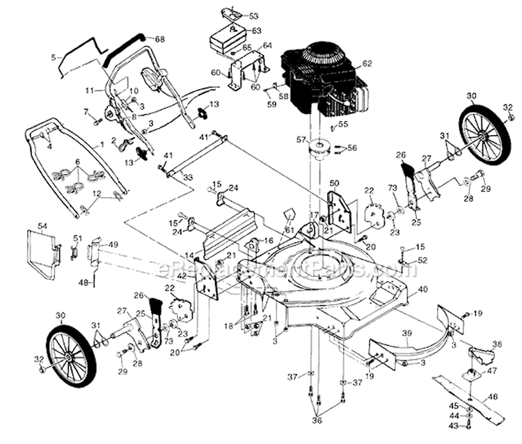 Page B Diagram and Parts List for PP752HLA  Poulan Lawn Mower
