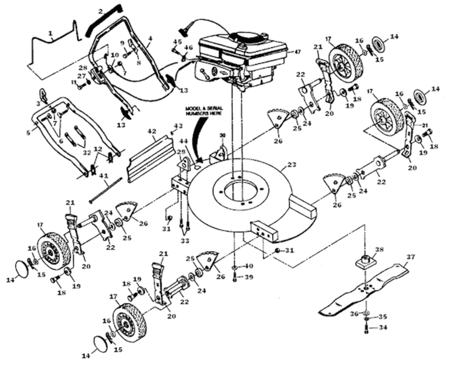 Page A Diagram and Parts List for PP8000MA  Poulan Lawn Mower