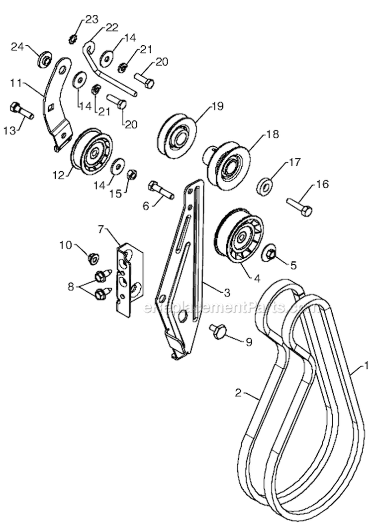 Chassis Engine Pulleys 3 Diagram and Parts List for PP800EPS24  Poulan Snow Blower
